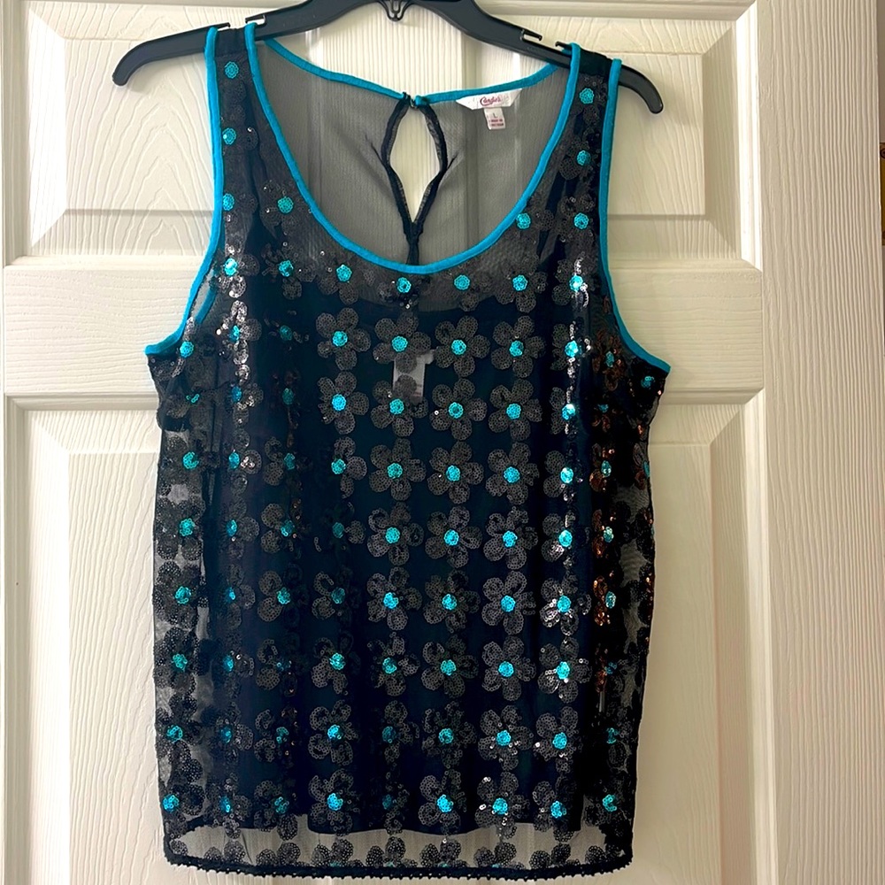 Candies sequin sheer blouse sz large
